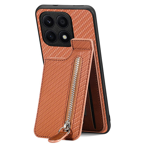 Ultra-thin Silicone Gel Soft Case Cover with Magnetic S03D for Huawei Honor X8a 4G Brown