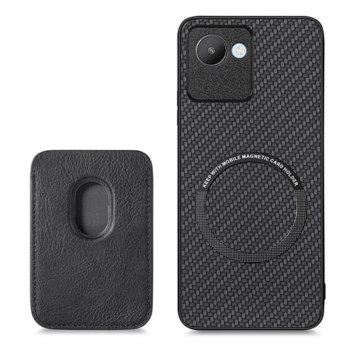 Ultra-thin Silicone Gel Soft Case Cover with Magnetic S03D for Realme C30s Black