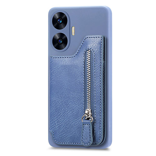 Ultra-thin Silicone Gel Soft Case Cover with Magnetic S03D for Realme C55 Blue