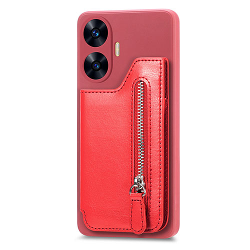 Ultra-thin Silicone Gel Soft Case Cover with Magnetic S03D for Realme C55 Red