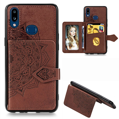 Ultra-thin Silicone Gel Soft Case Cover with Magnetic S03D for Samsung Galaxy A10s Brown