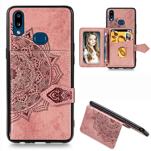 Ultra-thin Silicone Gel Soft Case Cover with Magnetic S03D for Samsung Galaxy A10s Rose Gold