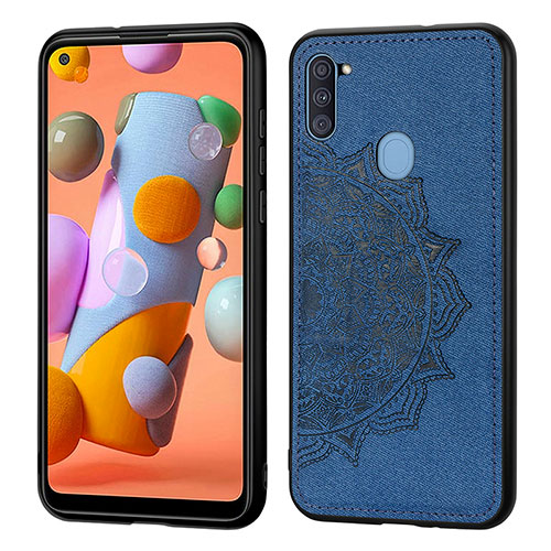 Ultra-thin Silicone Gel Soft Case Cover with Magnetic S03D for Samsung Galaxy A11 Blue