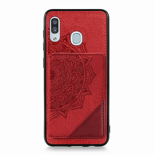 Ultra-thin Silicone Gel Soft Case Cover with Magnetic S03D for Samsung Galaxy A20 Red