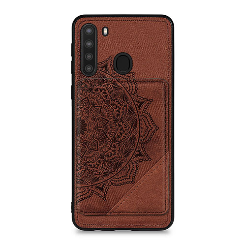 Ultra-thin Silicone Gel Soft Case Cover with Magnetic S03D for Samsung Galaxy A21 Brown