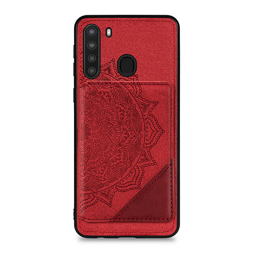 Ultra-thin Silicone Gel Soft Case Cover with Magnetic S03D for Samsung Galaxy A21 Red