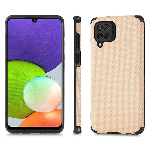 Ultra-thin Silicone Gel Soft Case Cover with Magnetic S03D for Samsung Galaxy A22 4G Gold