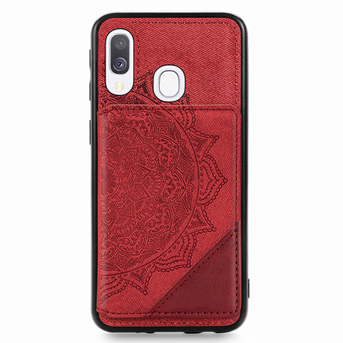 Ultra-thin Silicone Gel Soft Case Cover with Magnetic S03D for Samsung Galaxy A40 Red