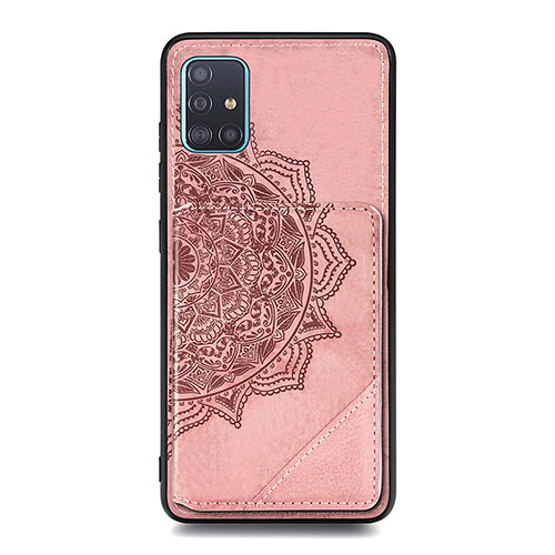 Ultra-thin Silicone Gel Soft Case Cover with Magnetic S03D for Samsung Galaxy A51 4G Rose Gold