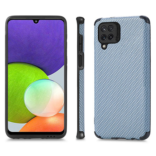 Ultra-thin Silicone Gel Soft Case Cover with Magnetic S03D for Samsung Galaxy M32 4G Blue