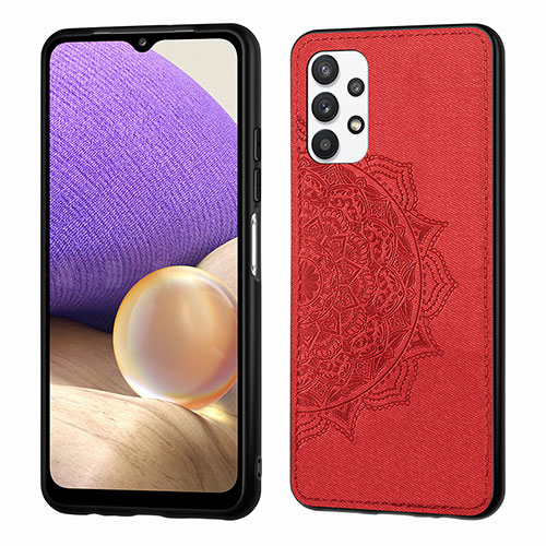 Ultra-thin Silicone Gel Soft Case Cover with Magnetic S03D for Samsung Galaxy M32 5G Red