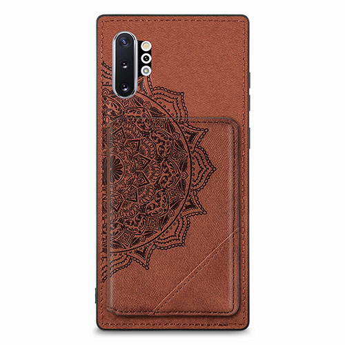 Ultra-thin Silicone Gel Soft Case Cover with Magnetic S03D for Samsung Galaxy Note 10 Plus 5G Brown