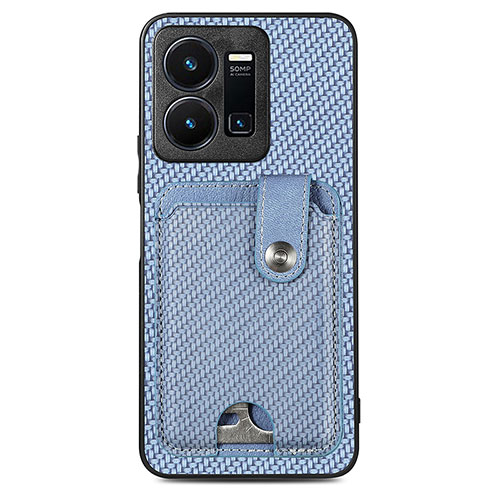 Ultra-thin Silicone Gel Soft Case Cover with Magnetic S03D for Vivo Y35 4G Blue