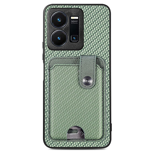 Ultra-thin Silicone Gel Soft Case Cover with Magnetic S03D for Vivo Y35 4G Green