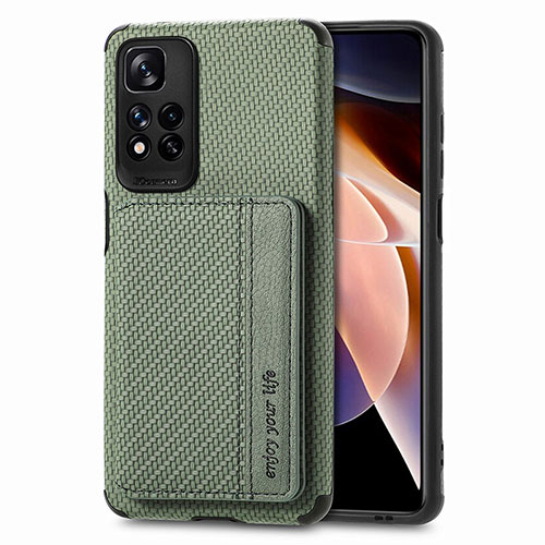 Ultra-thin Silicone Gel Soft Case Cover with Magnetic S03D for Xiaomi Poco X4 NFC Green