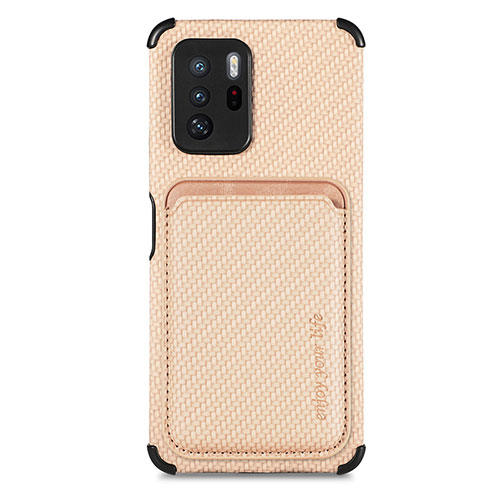 Ultra-thin Silicone Gel Soft Case Cover with Magnetic S03D for Xiaomi Redmi Note 10 Pro 5G Gold
