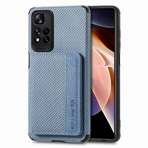 Ultra-thin Silicone Gel Soft Case Cover with Magnetic S03D for Xiaomi Redmi Note 11 Pro+ Plus 5G Blue