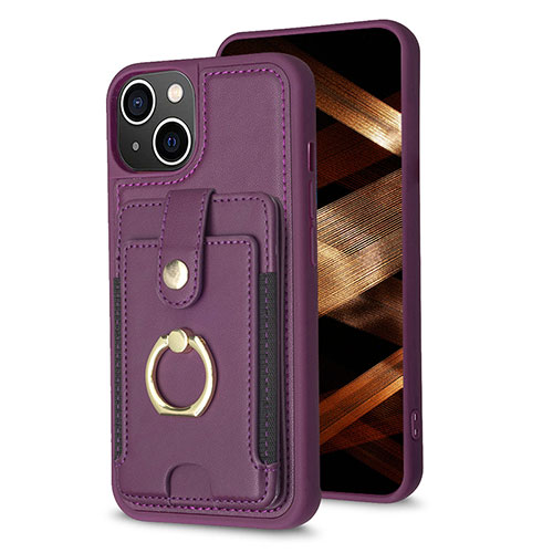 Ultra-thin Silicone Gel Soft Case Cover with Magnetic S04D for Apple iPhone 14 Purple