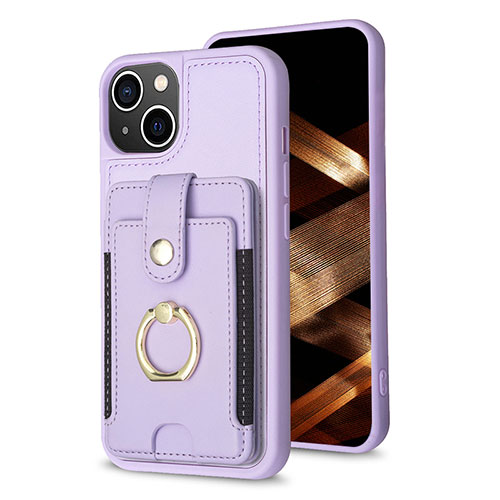 Ultra-thin Silicone Gel Soft Case Cover with Magnetic S04D for Apple iPhone 15 Clove Purple