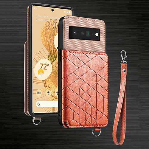 Ultra-thin Silicone Gel Soft Case Cover with Magnetic S04D for Google Pixel 6 5G Rose Gold