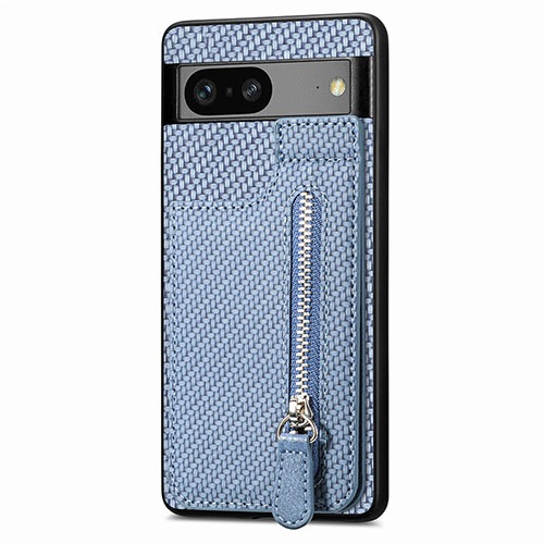 Ultra-thin Silicone Gel Soft Case Cover with Magnetic S04D for Google Pixel 7a 5G Blue