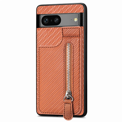 Ultra-thin Silicone Gel Soft Case Cover with Magnetic S04D for Google Pixel 7a 5G Brown