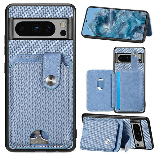 Ultra-thin Silicone Gel Soft Case Cover with Magnetic S04D for Google Pixel 8 Pro 5G Blue