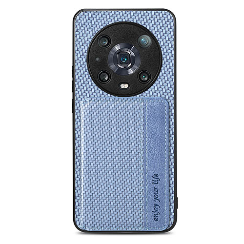 Ultra-thin Silicone Gel Soft Case Cover with Magnetic S04D for Huawei Honor 80 5G Blue