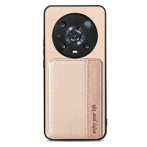 Ultra-thin Silicone Gel Soft Case Cover with Magnetic S04D for Huawei Honor 80 5G Gold