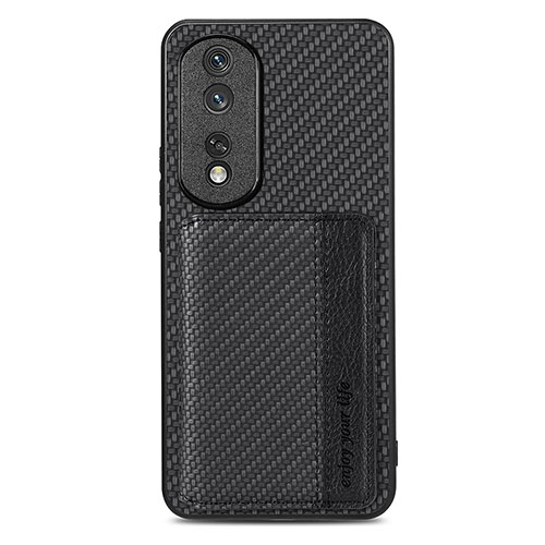 Ultra-thin Silicone Gel Soft Case Cover with Magnetic S04D for Huawei Honor 80 Pro Flat 5G Black