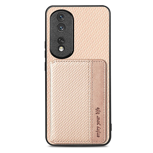 Ultra-thin Silicone Gel Soft Case Cover with Magnetic S04D for Huawei Honor 80 Pro Flat 5G Gold