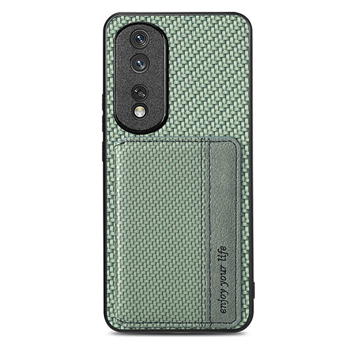 Ultra-thin Silicone Gel Soft Case Cover with Magnetic S04D for Huawei Honor 80 Pro Flat 5G Green