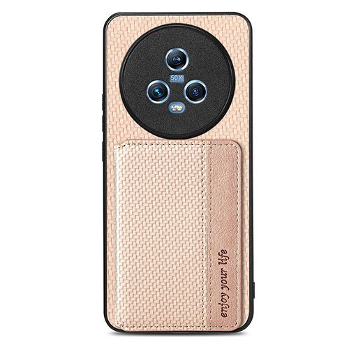 Ultra-thin Silicone Gel Soft Case Cover with Magnetic S04D for Huawei Honor Magic5 5G Gold