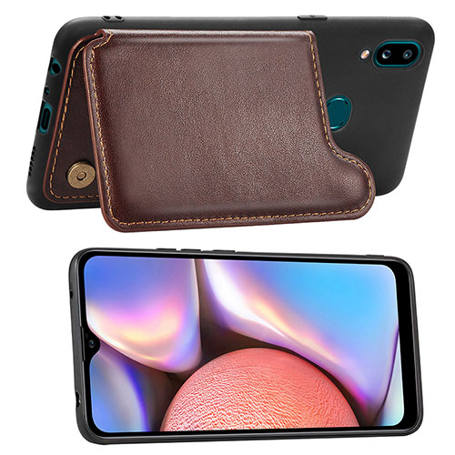 Ultra-thin Silicone Gel Soft Case Cover with Magnetic S04D for Samsung Galaxy A10s Brown