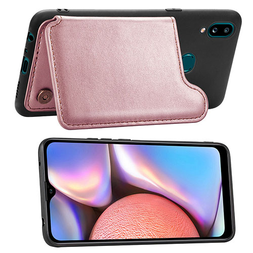 Ultra-thin Silicone Gel Soft Case Cover with Magnetic S04D for Samsung Galaxy A10s Rose Gold