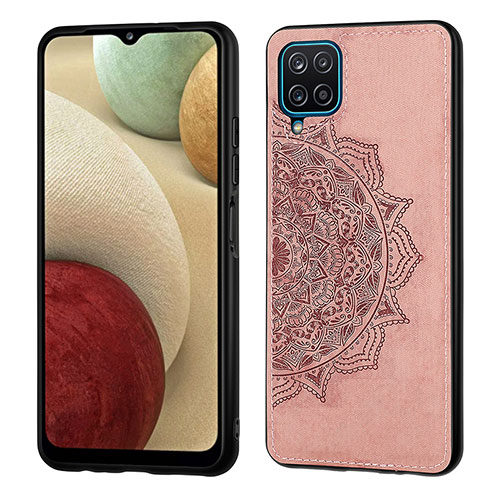 Ultra-thin Silicone Gel Soft Case Cover with Magnetic S04D for Samsung Galaxy A12 Rose Gold