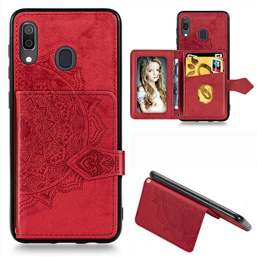 Ultra-thin Silicone Gel Soft Case Cover with Magnetic S04D for Samsung Galaxy A30 Red