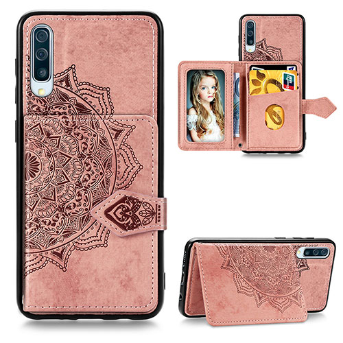 Ultra-thin Silicone Gel Soft Case Cover with Magnetic S04D for Samsung Galaxy A30S Rose Gold