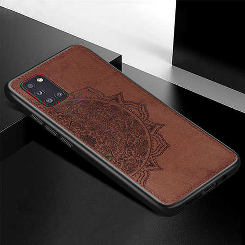 Ultra-thin Silicone Gel Soft Case Cover with Magnetic S04D for Samsung Galaxy A31 Brown