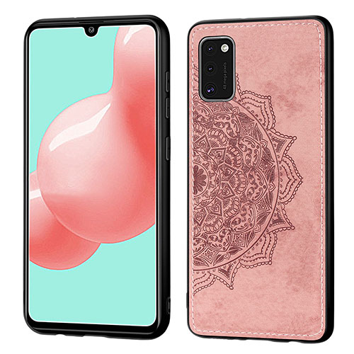 Ultra-thin Silicone Gel Soft Case Cover with Magnetic S04D for Samsung Galaxy A41 Rose Gold