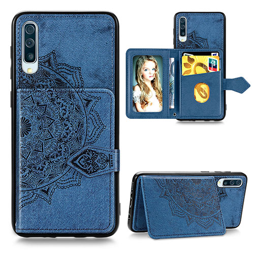 Ultra-thin Silicone Gel Soft Case Cover with Magnetic S04D for Samsung Galaxy A50S Blue