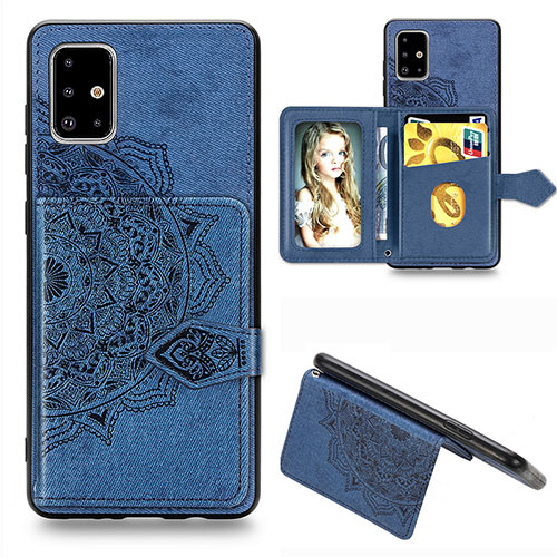 Ultra-thin Silicone Gel Soft Case Cover with Magnetic S04D for Samsung Galaxy A51 4G Blue