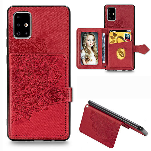 Ultra-thin Silicone Gel Soft Case Cover with Magnetic S04D for Samsung Galaxy A51 4G Red