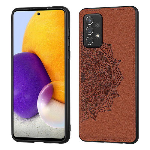 Ultra-thin Silicone Gel Soft Case Cover with Magnetic S04D for Samsung Galaxy A72 4G Brown