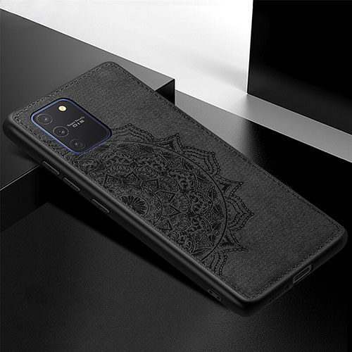 Ultra-thin Silicone Gel Soft Case Cover with Magnetic S04D for Samsung Galaxy A91 Black