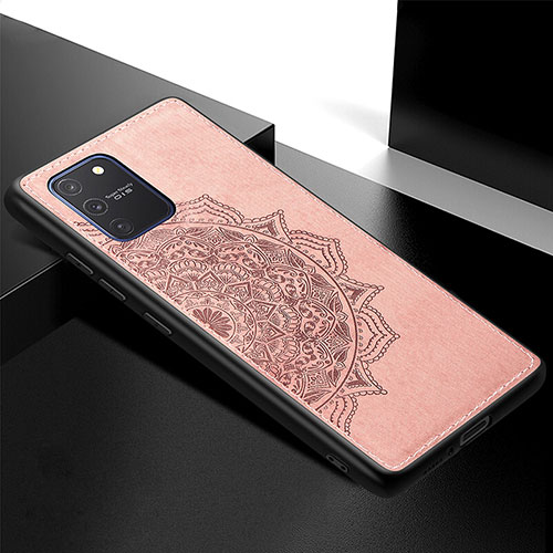 Ultra-thin Silicone Gel Soft Case Cover with Magnetic S04D for Samsung Galaxy A91 Rose Gold