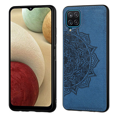 Ultra-thin Silicone Gel Soft Case Cover with Magnetic S04D for Samsung Galaxy F12 Blue