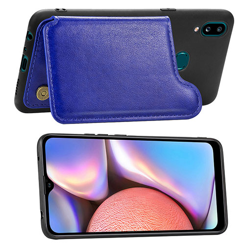 Ultra-thin Silicone Gel Soft Case Cover with Magnetic S04D for Samsung Galaxy M01s Blue