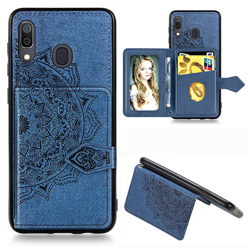 Ultra-thin Silicone Gel Soft Case Cover with Magnetic S04D for Samsung Galaxy M10S Blue