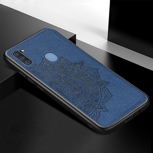 Ultra-thin Silicone Gel Soft Case Cover with Magnetic S04D for Samsung Galaxy M11 Blue